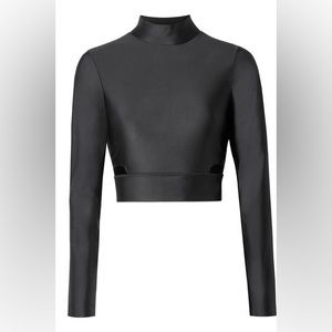 Nike black technical turtleneck crop top with cutouts, size S